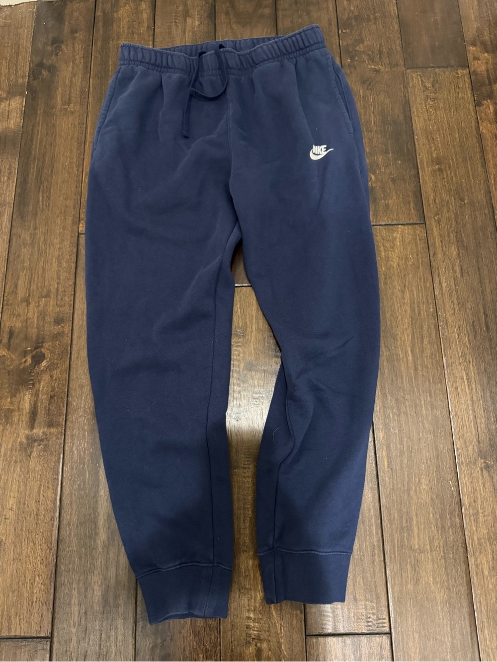 Nike Kids Dark Blue Fleece Joggers with White Swoosh